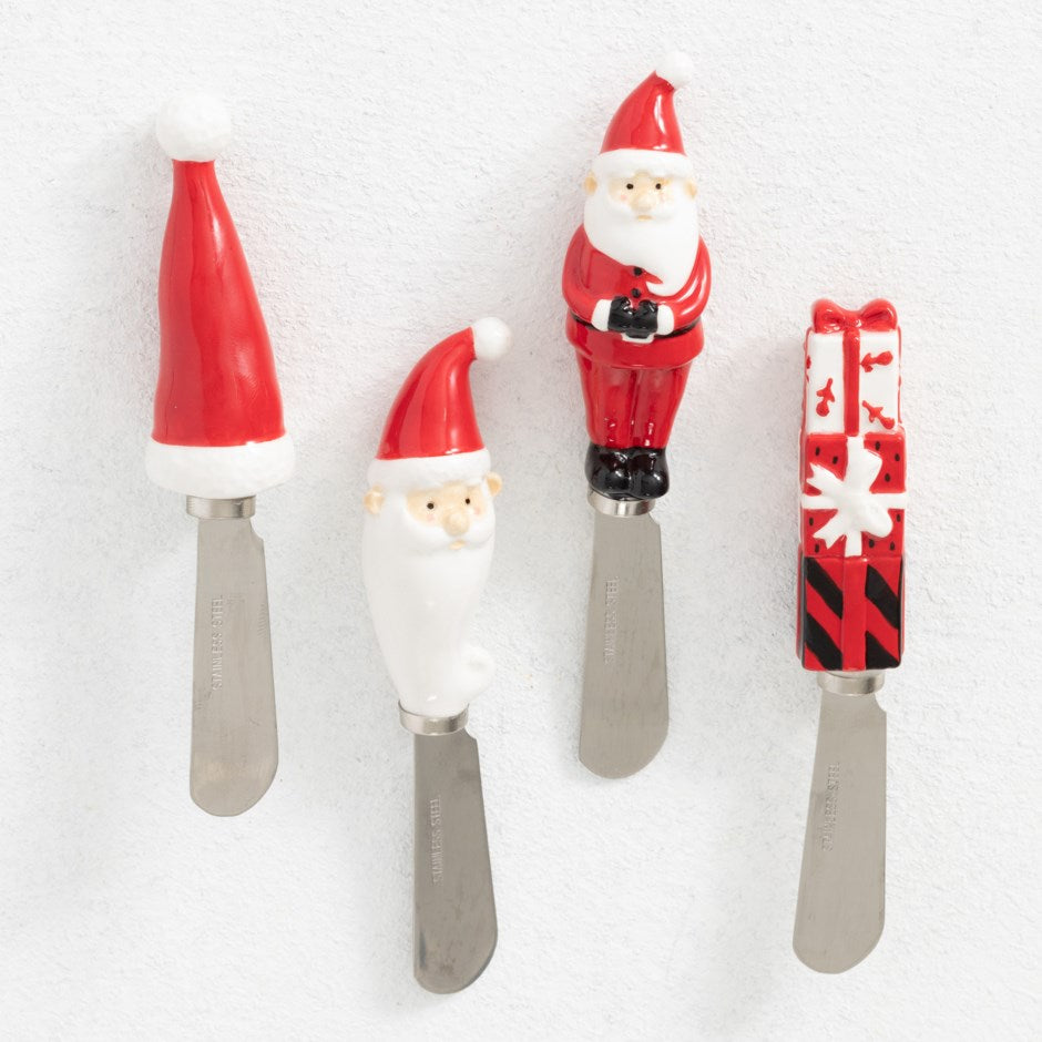 Red Santa Spreader Knife Set | Santa Hat Butter Knife | Christmas Gift