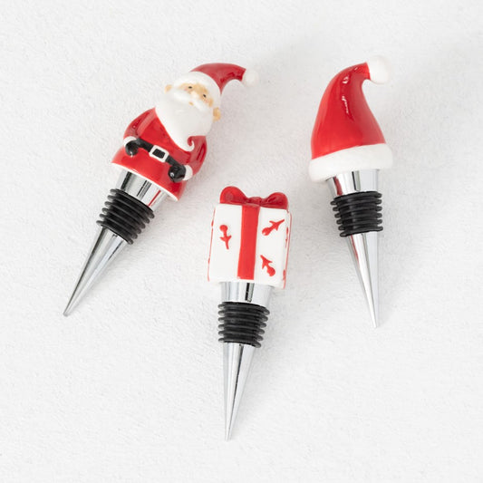Red And White Santa Wine Stopper | Santa Hat Christmas Gift Unique| Pack Of 3