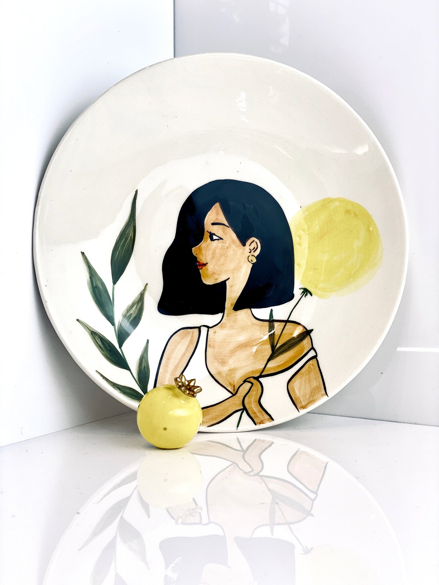 Modern Girl Decorative Ceramic Plate