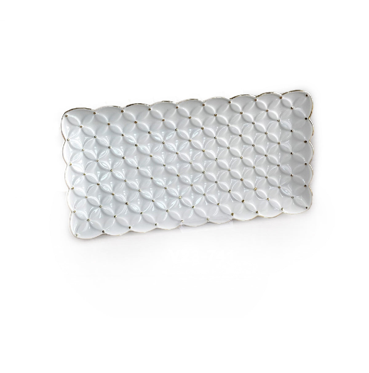 Rectangular Serving Plate with Gold Dots