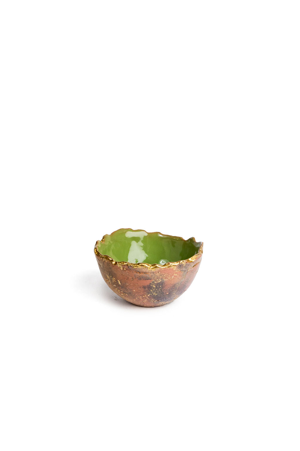 Green And Gold Bowl With Rough Edge