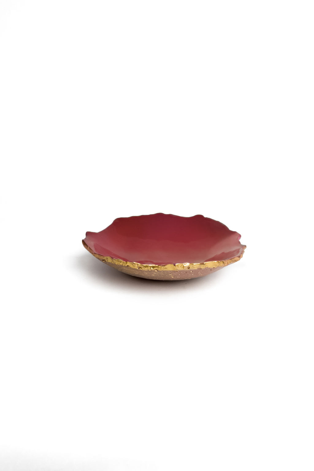 Red And Gold Bowl With Rough Edge