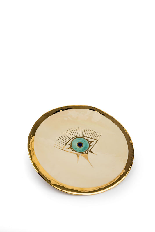 18K Gold Plated Large Evil Eye Plate
