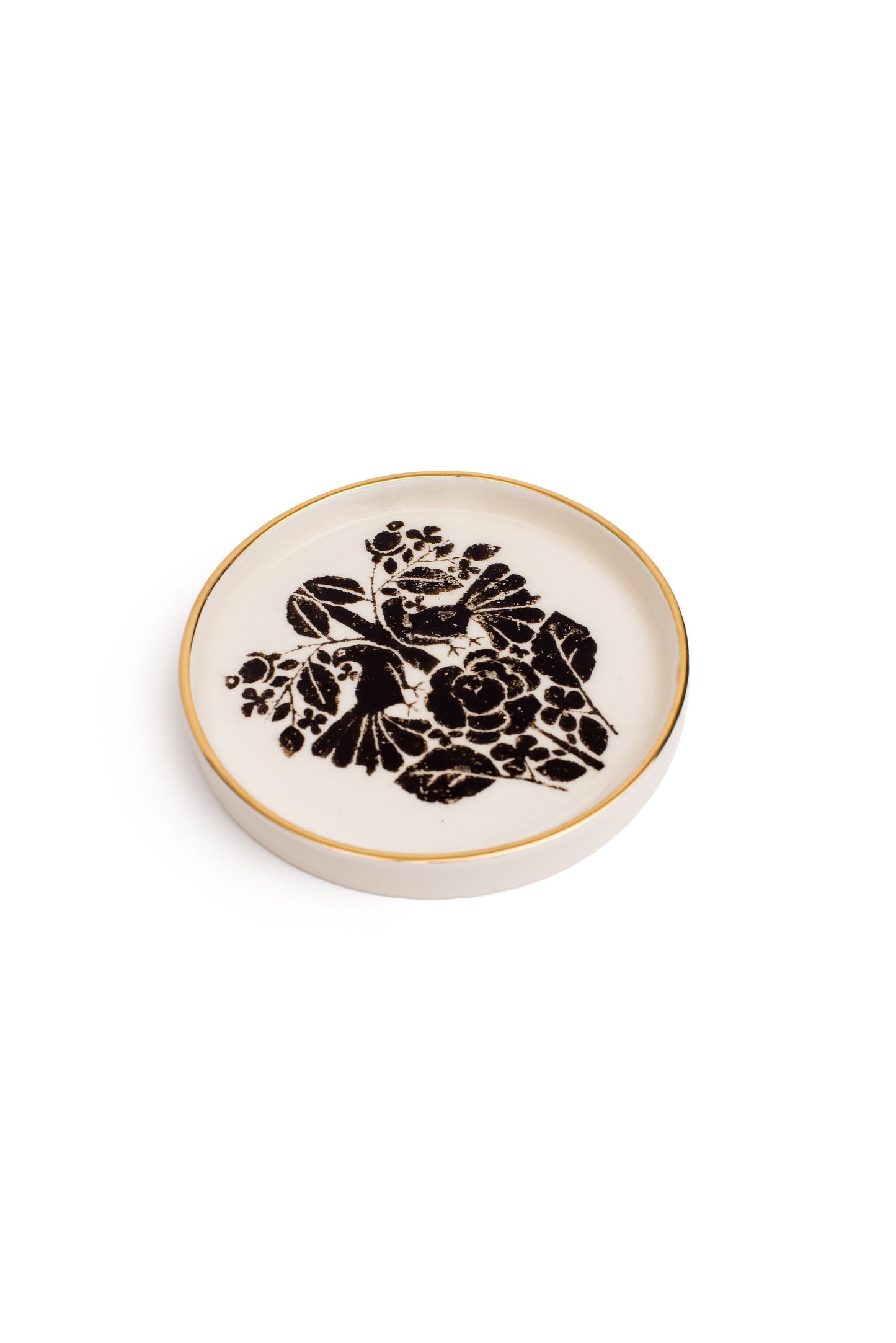Black And White Floral Mini Plate