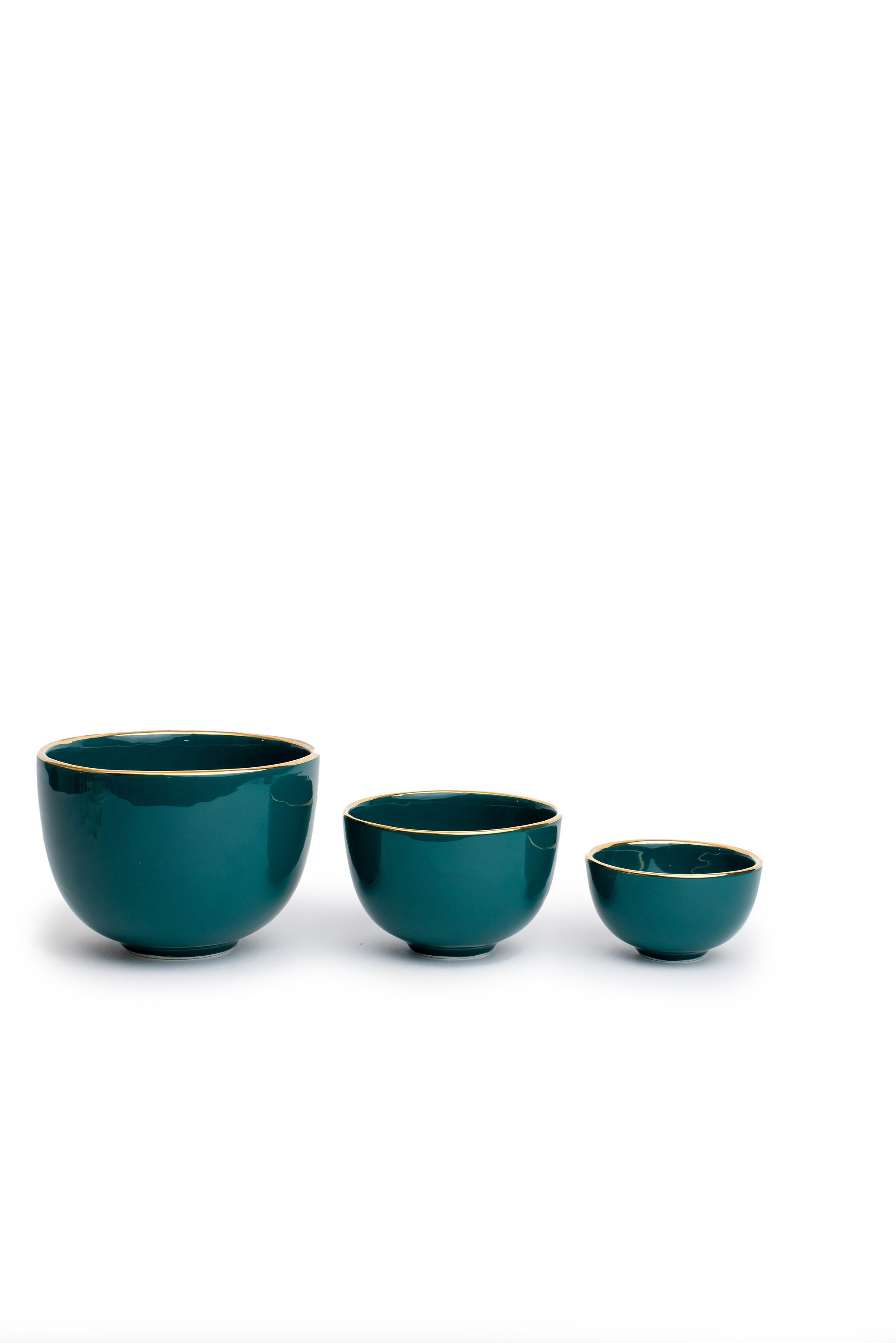 Minimalist Green Bowl with Gold Edges