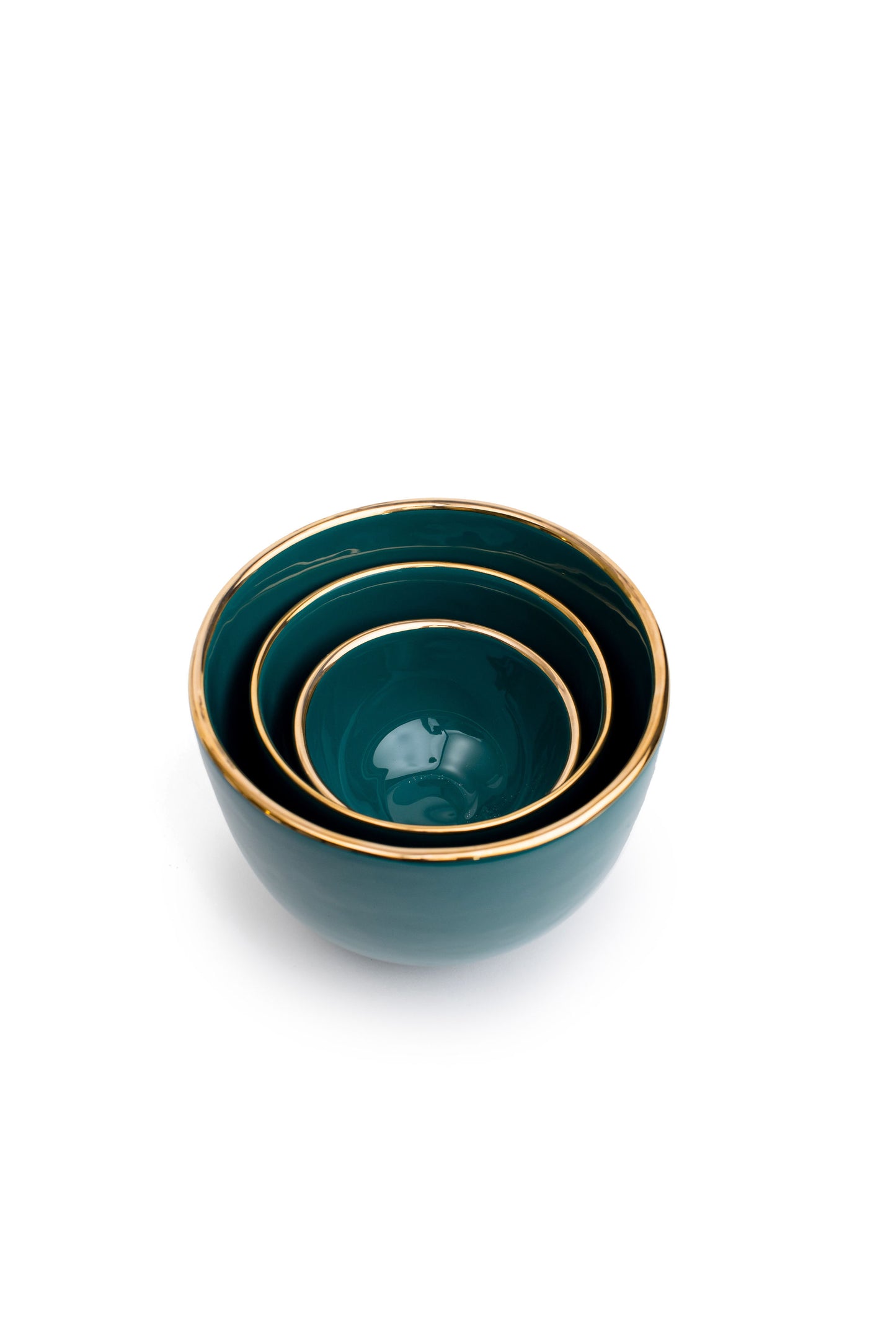Minimalist Green Bowl with Gold Edges