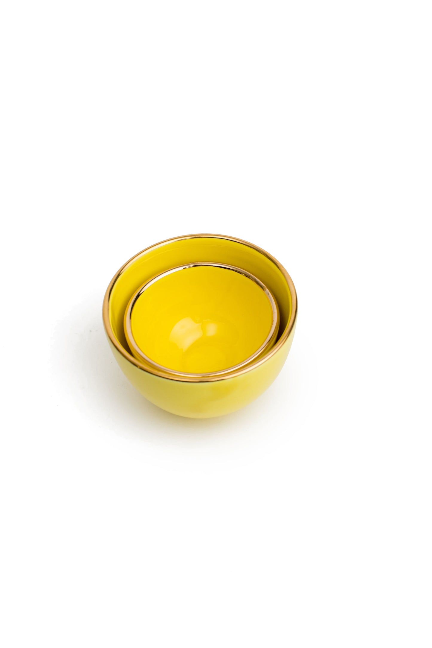 Minimalist Yellow Bowl With Gold Edges