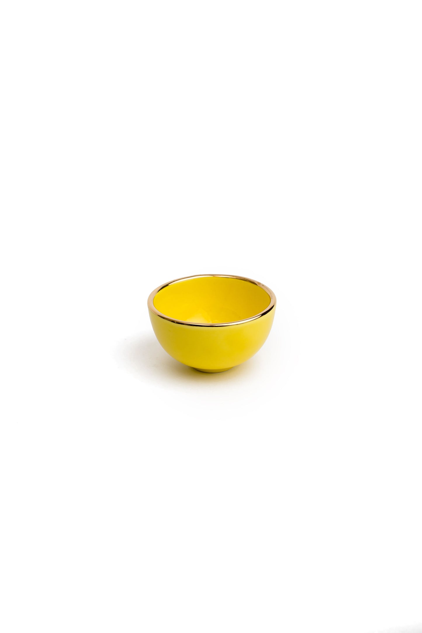 Minimalist Yellow Bowl With Gold Edges