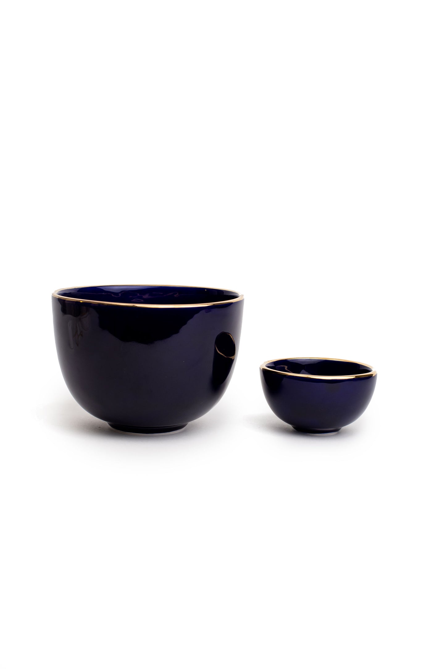 Minimalist Blue Bowl with Gold Edges