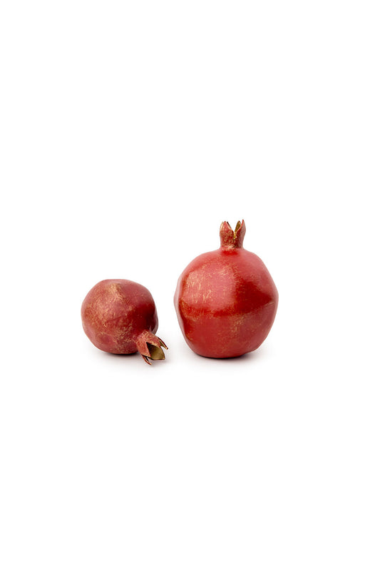 Red Metal Pomegranates With Gold Patina