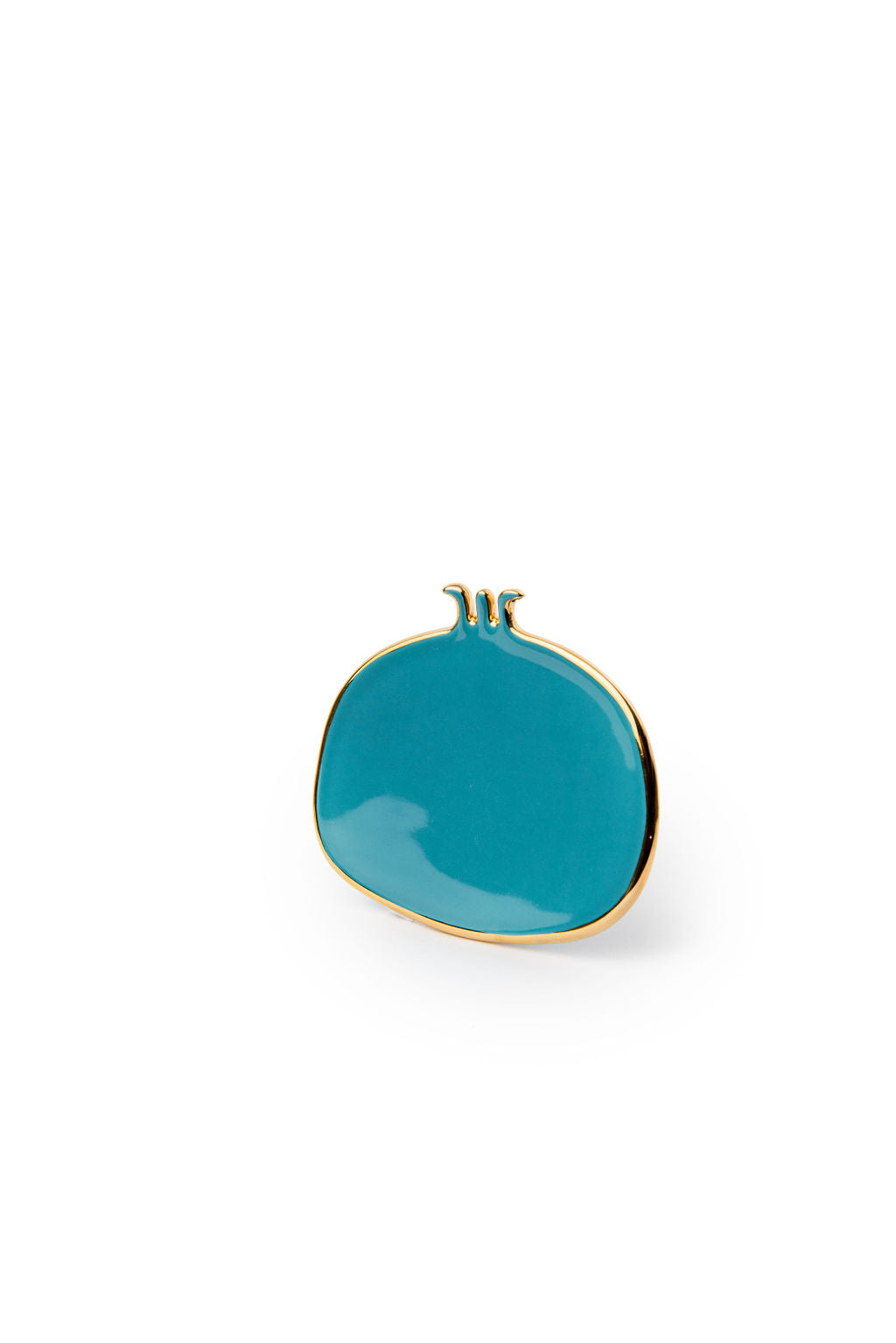 Turquoise Hand Made Ceramic Pomegranate Plates With Gold Edge