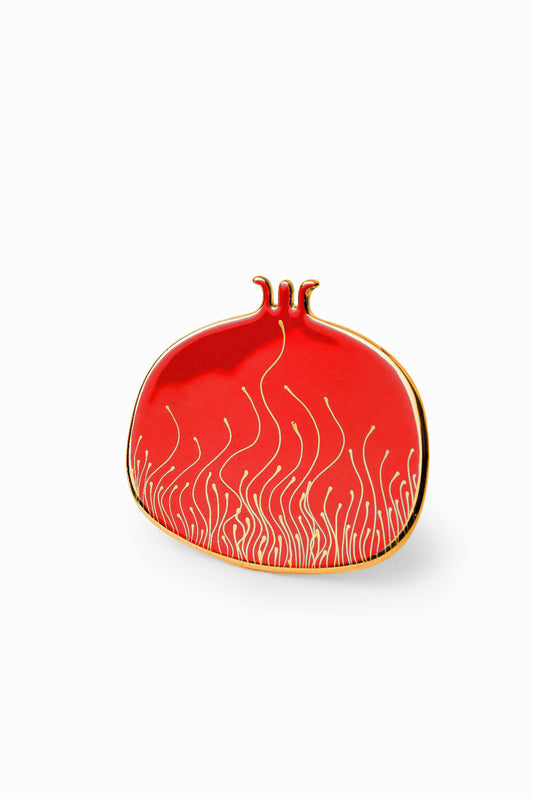 Red And Gold Pomegranate Plate