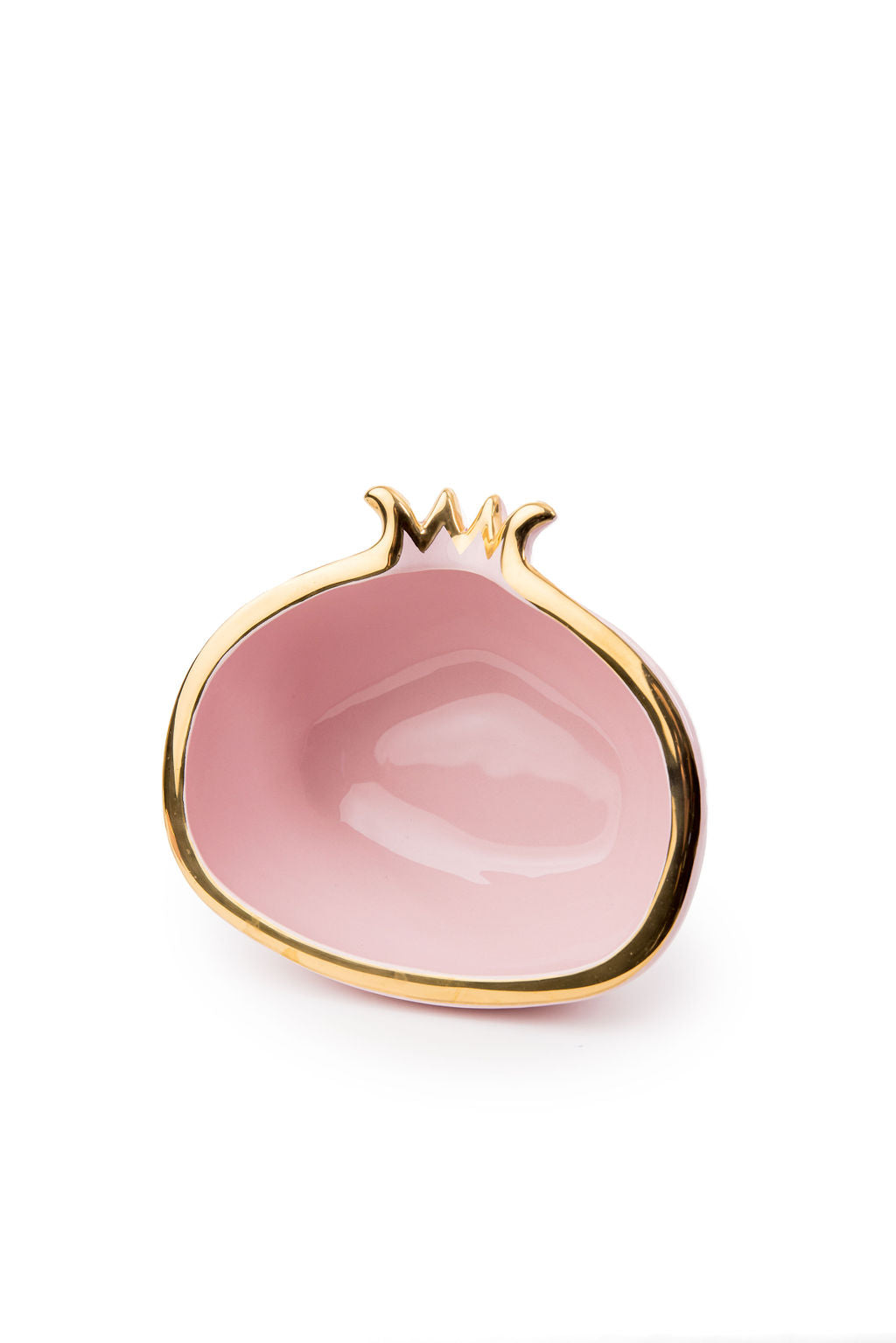 Pink Pomegranate Bowls With Gold Edge