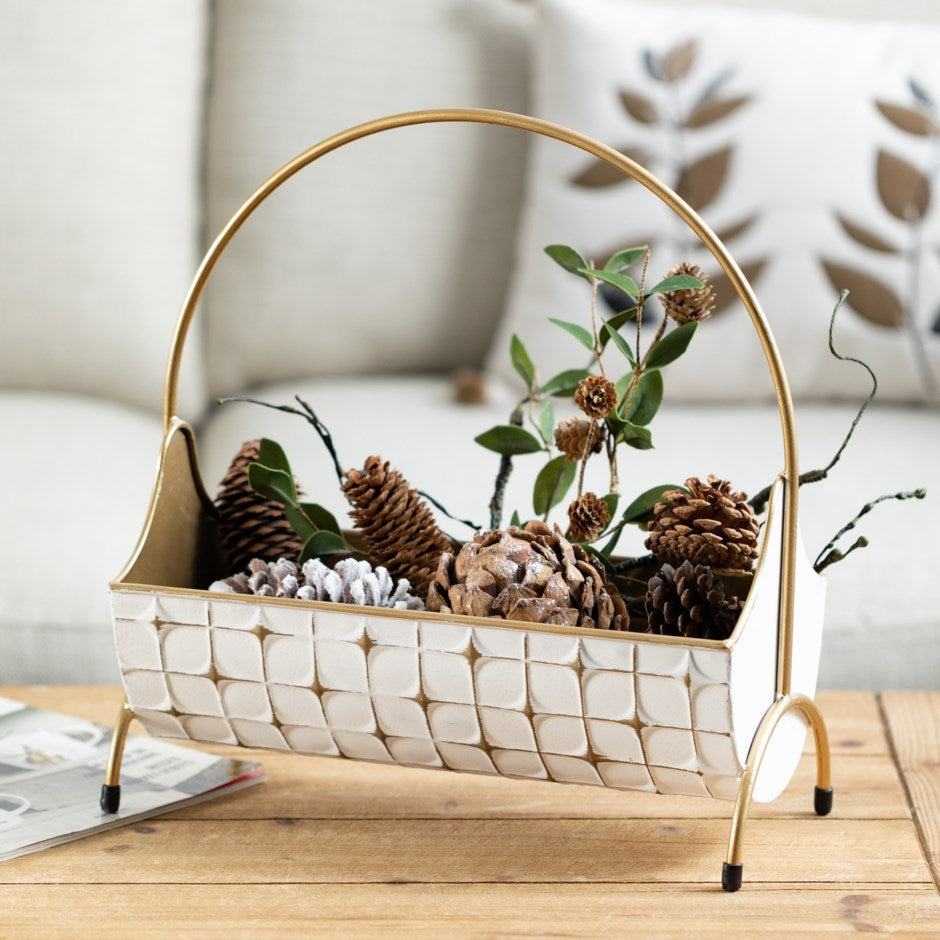 Gold Handled Flower Basket