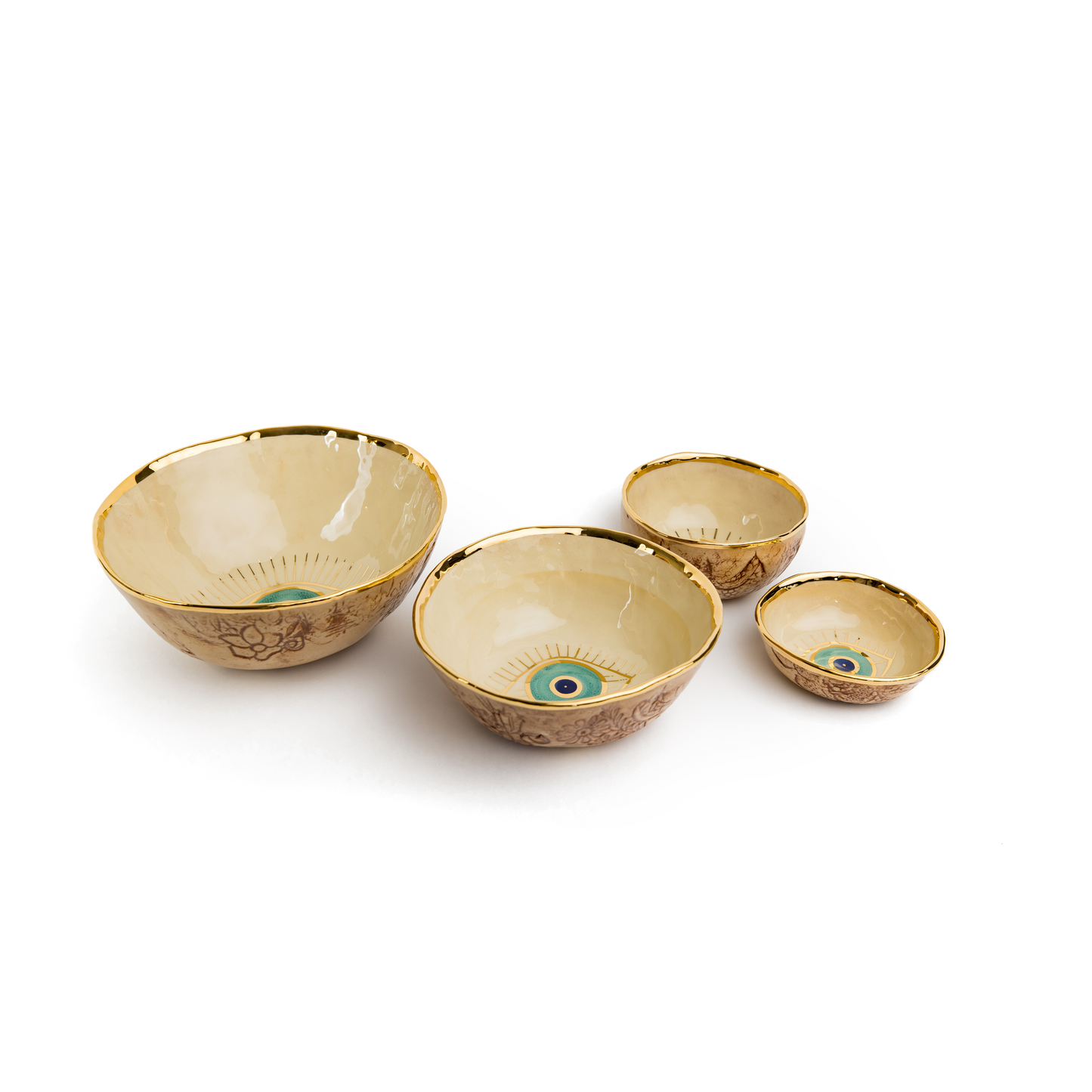 18K Gold Plated Bowls With Glazed Stamped Back