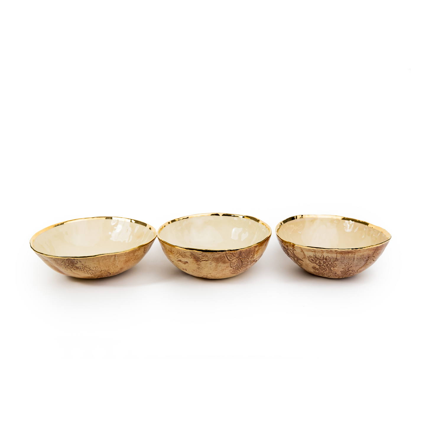 18K Gold Plated Bowls With Glazed Stamped Back