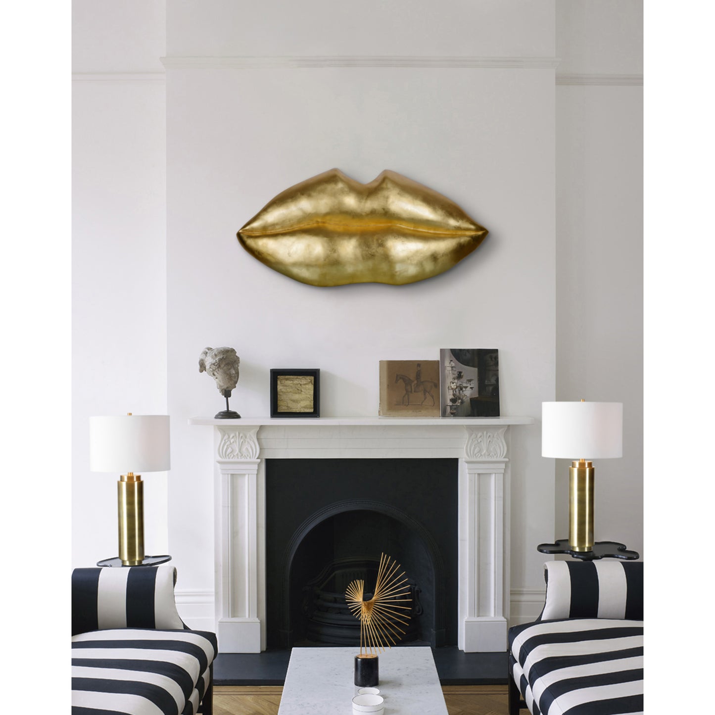 Resin Gold Leaf Finish Lips Wall Art