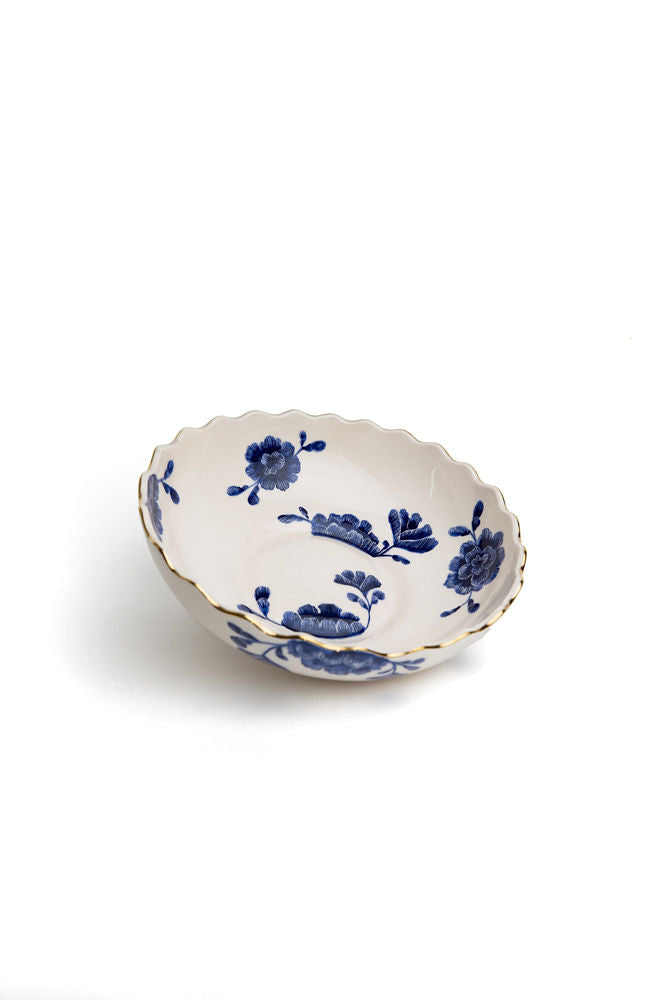 Large Ceramic Bowl Blue Flowers