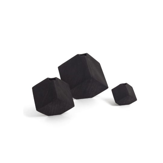 Mackay Black Charcoal Ceramic Cube Vases