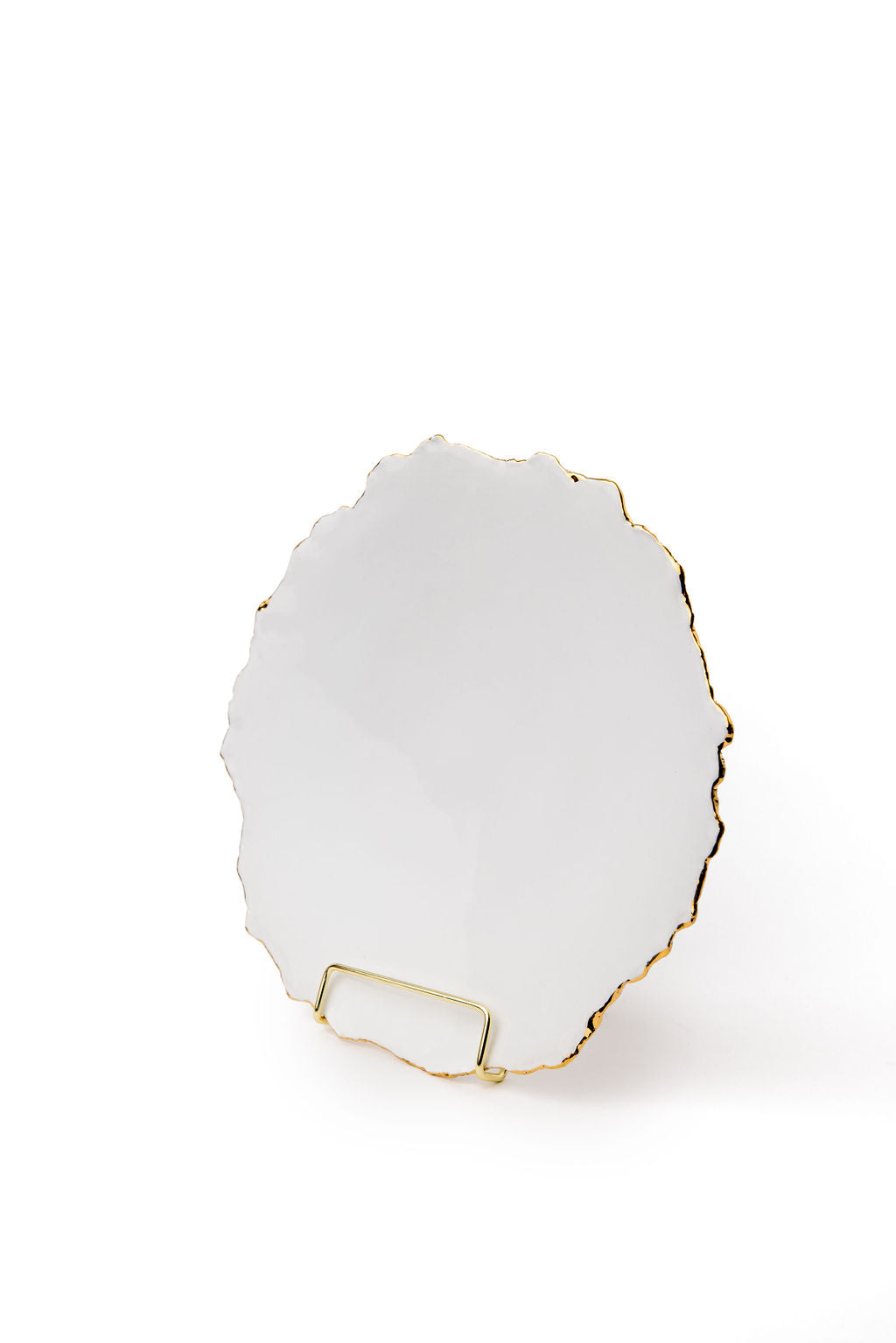 large ceramic plate gold edge white