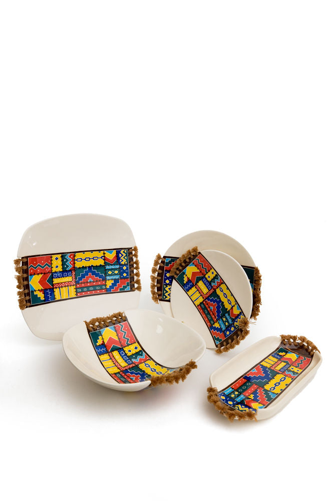Handmade Kilim Ceramic Plates