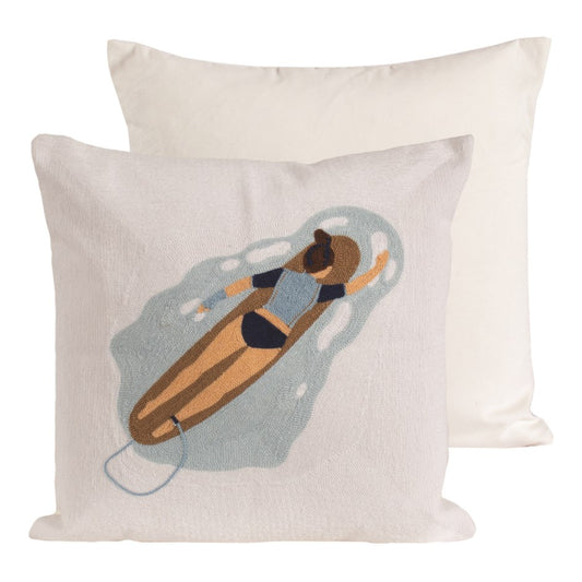 pillow-lady surfing-white-square-blue-summer-pillow
