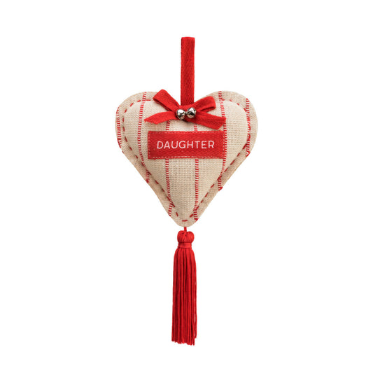 Daughter / Friend Heart Tassel Ornament | Red And Beige Polyester Ornament