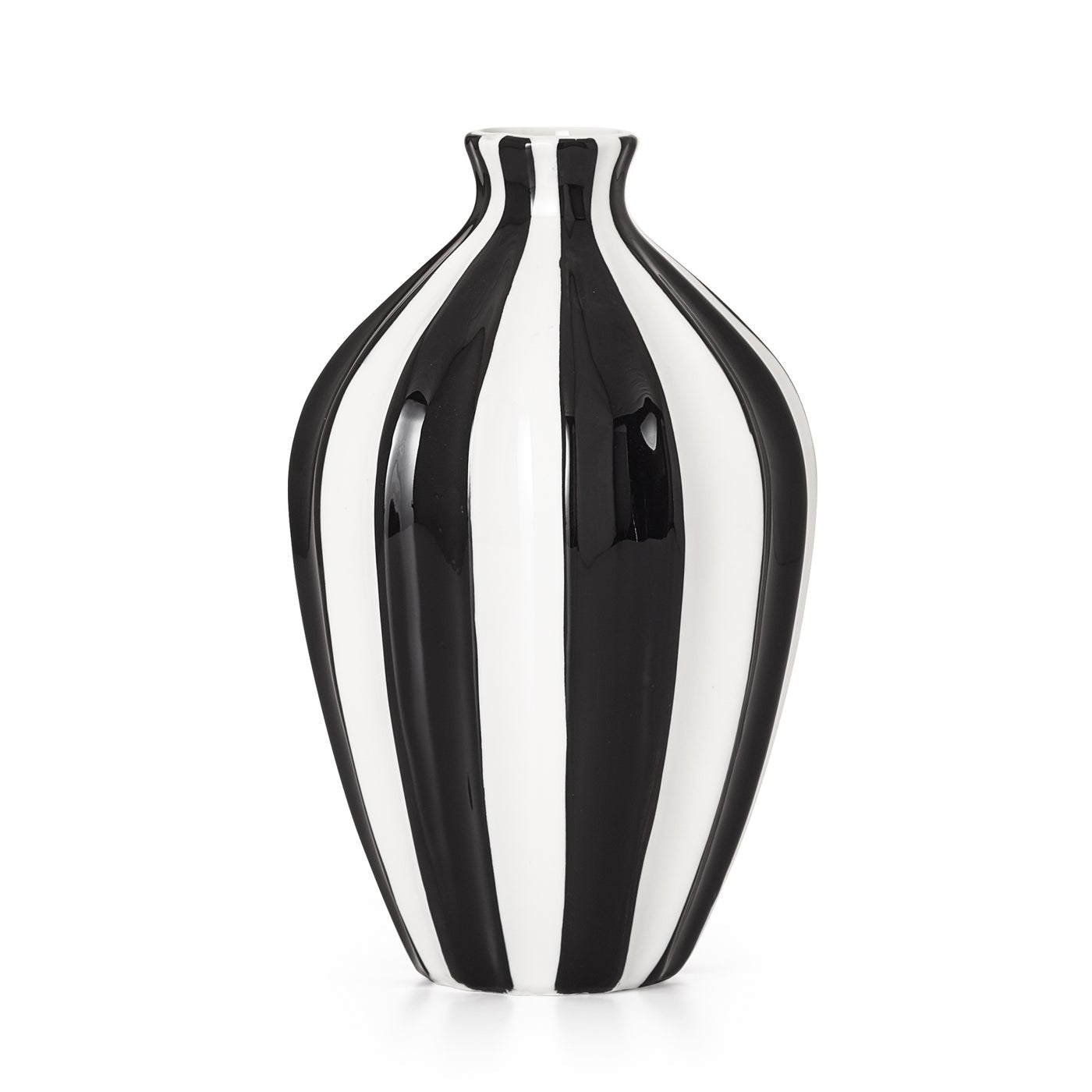 Abstract Black And White Stripped Ceramic Vase